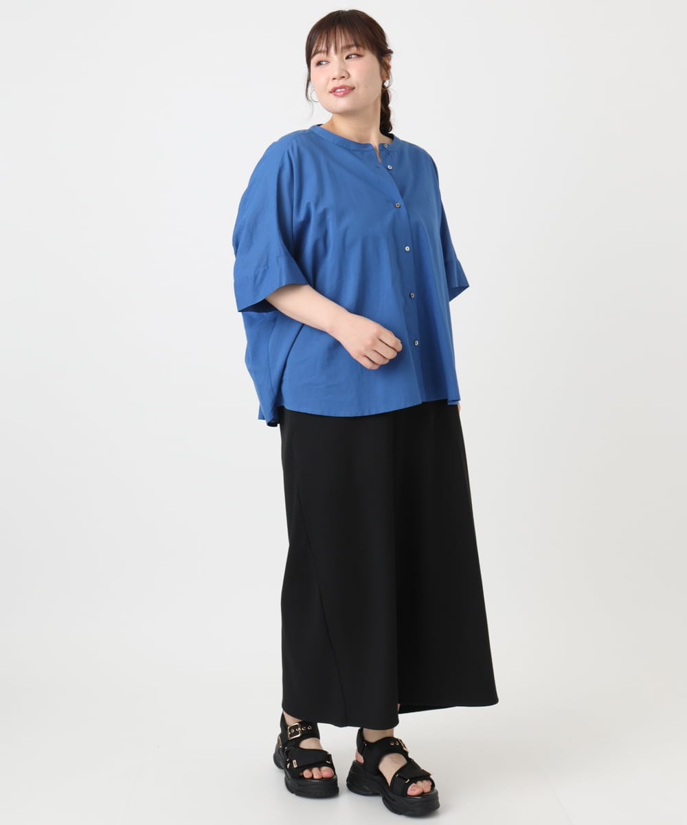 OLBHA10099 eur3(エウルキューブ) 【大きいサイズ】キャンブリックバック刺繍ブラウス ブルー(55)