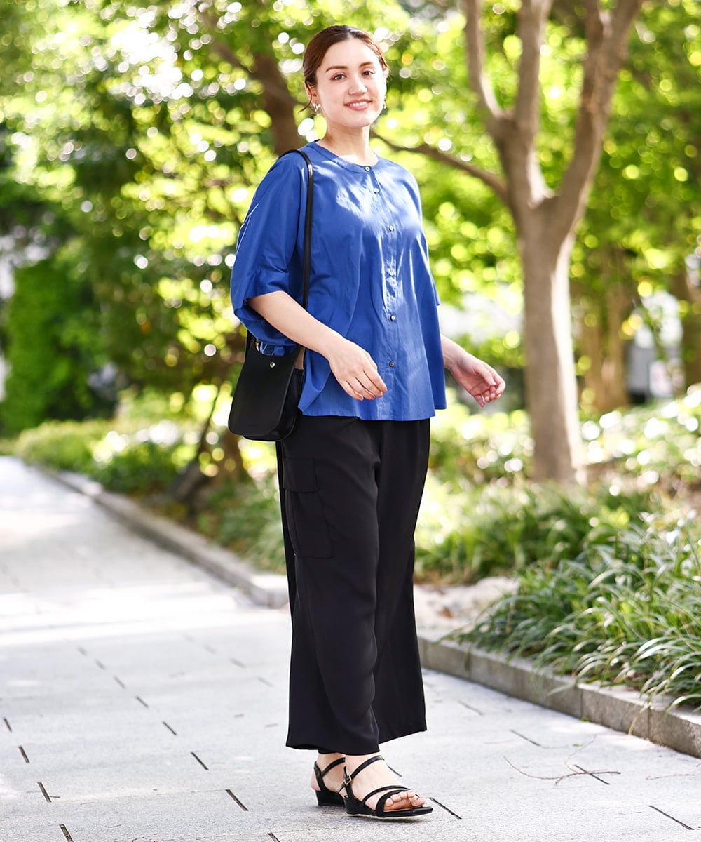 OLBHA10099 eur3(エウルキューブ) 【大きいサイズ】キャンブリックバック刺繍ブラウス ブルー(55)