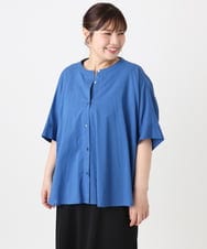 OLBHA10099 eur3(エウルキューブ) 【大きいサイズ】キャンブリックバック刺繍ブラウス ブルー(55)