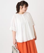 OLBHA10099 eur3(エウルキューブ) 【大きいサイズ】キャンブリックバック刺繍ブラウス ホワイト(90)