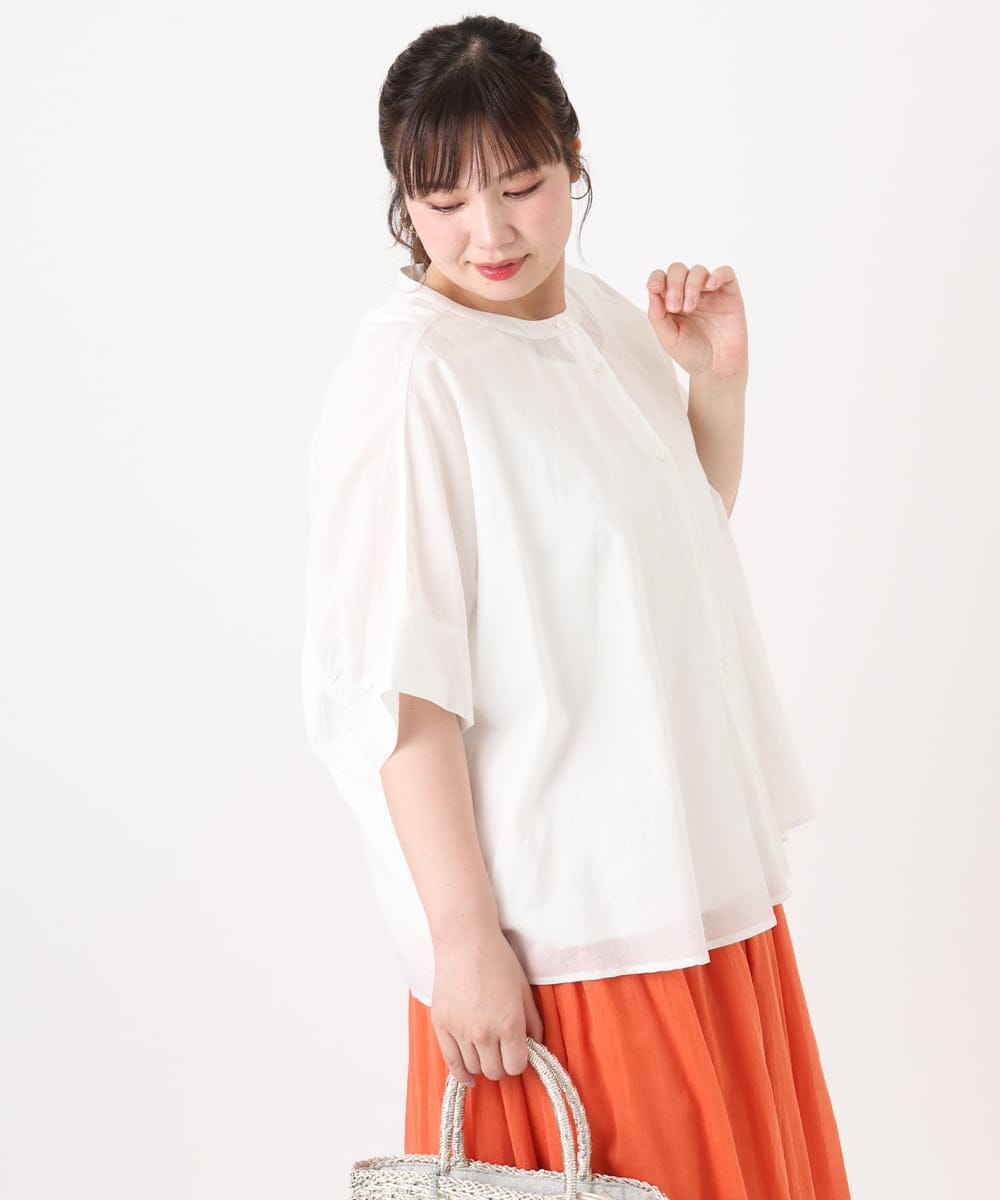 OLBHA10099 eur3(エウルキューブ) 【大きいサイズ】キャンブリックバック刺繍ブラウス ホワイト(90)