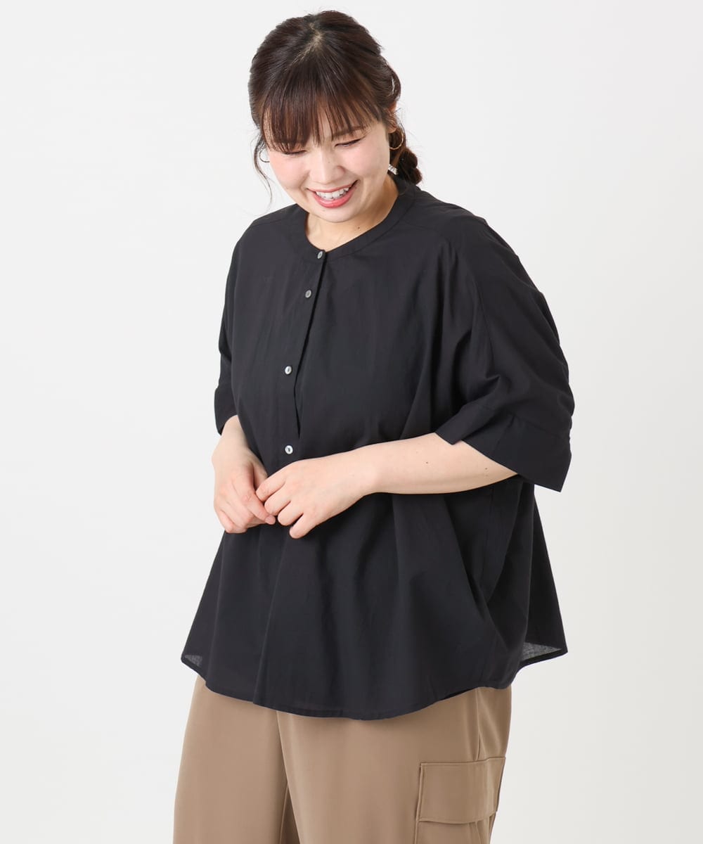 OLBHA10099 eur3(エウルキューブ) 【大きいサイズ】キャンブリックバック刺繍ブラウス ブラック(94)