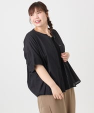 OLBHA10099 eur3(エウルキューブ) 【大きいサイズ】キャンブリックバック刺繍ブラウス ブラック(94)