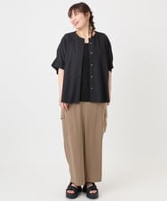 OLBHA10099 eur3(エウルキューブ) 【大きいサイズ】キャンブリックバック刺繍ブラウス ブラック(94)