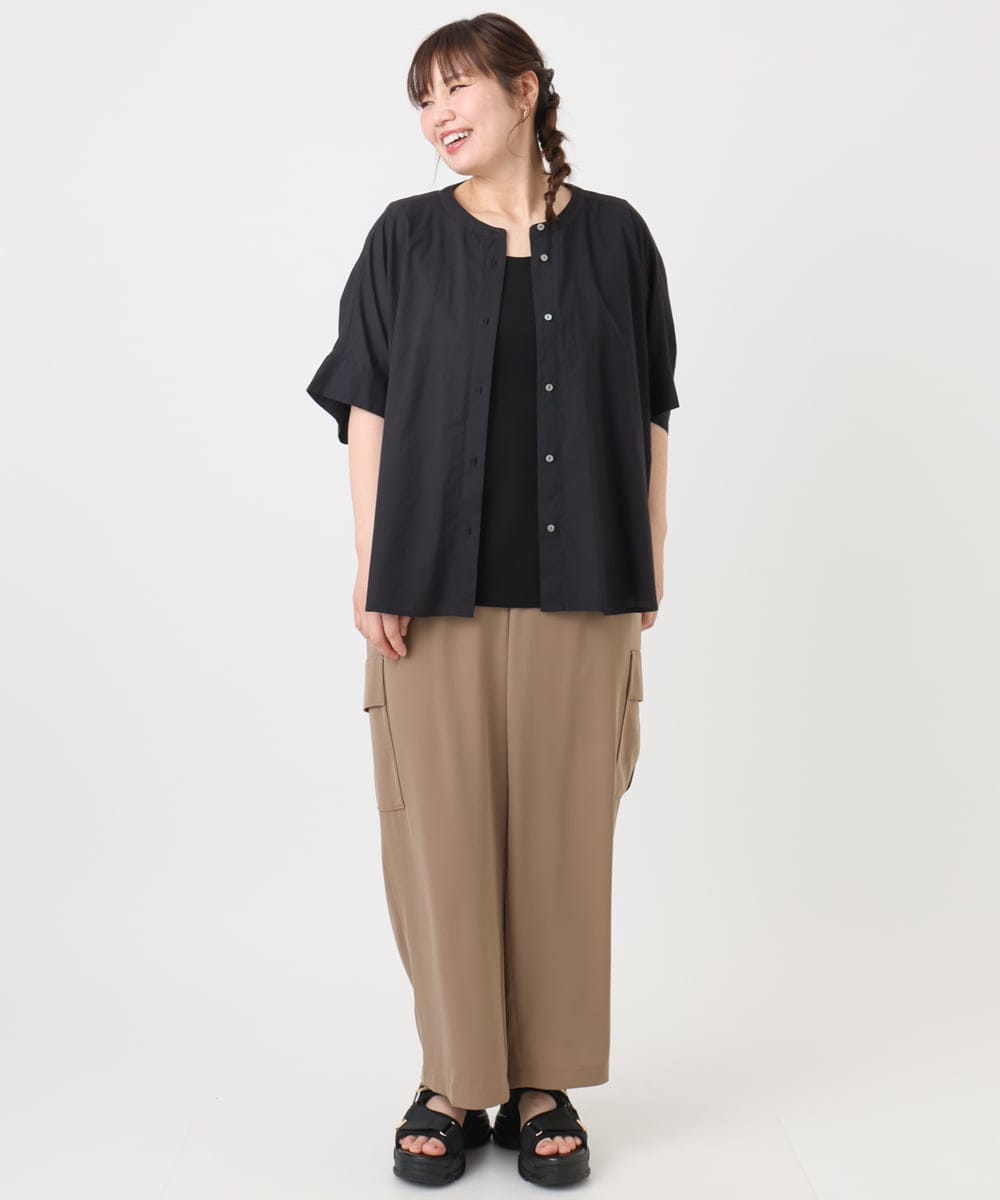 OLBHA10099 eur3(エウルキューブ) 【大きいサイズ】キャンブリックバック刺繍ブラウス ブラック(94)
