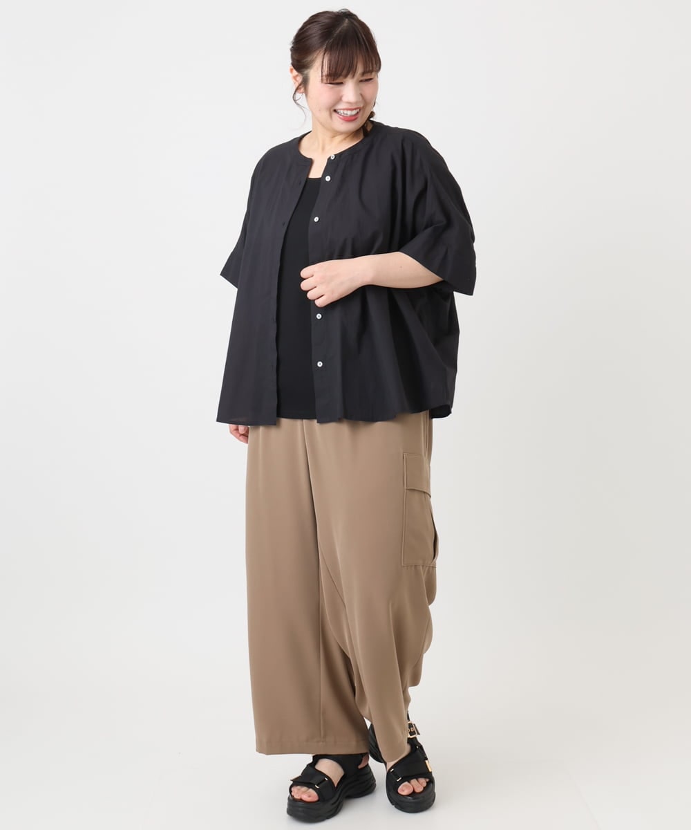 OLBHA10099 eur3(エウルキューブ) 【大きいサイズ】キャンブリックバック刺繍ブラウス ブラック(94)