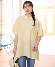 OLBHD32089 eur3(エウルキューブ) 【大きいサイズ/接触冷感】シア―ボクシーシルエットブラウス ライトイエロー