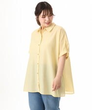 OLBHD32089 eur3(エウルキューブ) 【大きいサイズ/接触冷感】シア―ボクシーシルエットブラウス ライトイエロー
