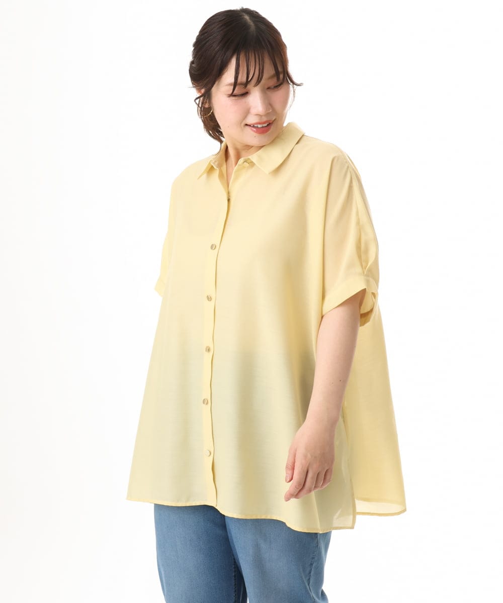 OLBHD32089 eur3(エウルキューブ) 【大きいサイズ/接触冷感】シア―ボクシーシルエットブラウス ライトイエロー