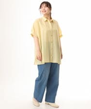OLBHD32089 eur3(エウルキューブ) 【大きいサイズ/接触冷感】シア―ボクシーシルエットブラウス ライトイエロー