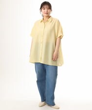 OLBHD32089 eur3(エウルキューブ) 【大きいサイズ/接触冷感】シア―ボクシーシルエットブラウス ライトイエロー