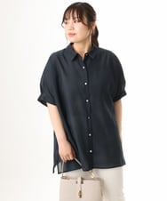 OLBHD32089 eur3(エウルキューブ) 【大きいサイズ/接触冷感】シア―ボクシーシルエットブラウス ネイビー