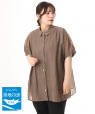 OLBHD32089 eur3(エウルキューブ) 【大きいサイズ/接触冷感】シア―ボクシーシルエットブラウス ダークブラウン