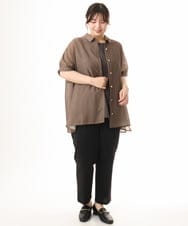 OLBHD32089 eur3(エウルキューブ) 【大きいサイズ/接触冷感】シア―ボクシーシルエットブラウス ダークブラウン