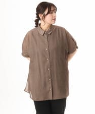 OLBHD32089 eur3(エウルキューブ) 【大きいサイズ/接触冷感】シア―ボクシーシルエットブラウス ダークブラウン
