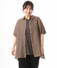 OLBHD32089 eur3(エウルキューブ) 【大きいサイズ/接触冷感】シア―ボクシーシルエットブラウス ダークブラウン