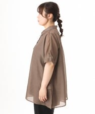 OLBHD32089 eur3(エウルキューブ) 【大きいサイズ/接触冷感】シア―ボクシーシルエットブラウス ダークブラウン