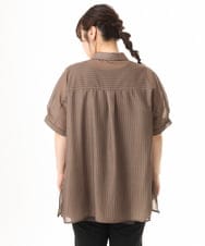 OLBHD32089 eur3(エウルキューブ) 【大きいサイズ/接触冷感】シア―ボクシーシルエットブラウス ダークブラウン