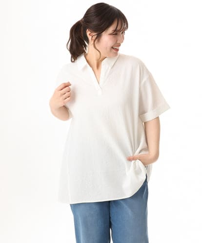OLBHD42089 eur3 【大きいサイズ】ぽこぽこチュニックブラウス