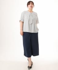 OLBHD43089 eur3(エウルキューブ) 【大きいサイズ/11号サイズあり】ボウタイ風ジョーゼットブラウス アイボリー