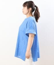 OLBHS32090 eur3(エウルキューブ) 【大きいサイズ】リーフ柄ポンチョ風レースブラウス ブルー(55)