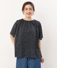OLBHS44070 eur3(エウルキューブ) 【大きいサイズ】シャドーストライプブラウス ネイビー(57)