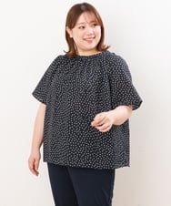 OLBHS44070 eur3(エウルキューブ) 【大きいサイズ】シャドーストライプブラウス ネイビー(57)