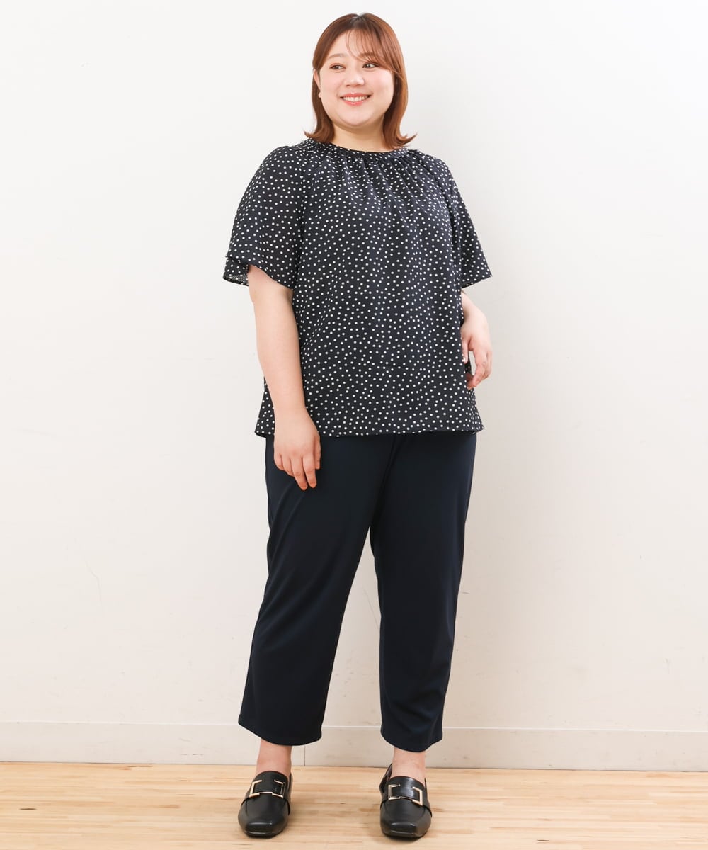 OLBHS44070 eur3(エウルキューブ) 【大きいサイズ】シャドーストライプブラウス ネイビー(57)