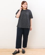 OLBHS44070 eur3(エウルキューブ) 【大きいサイズ】シャドーストライプブラウス ネイビー(57)