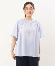 OLBHS44070 eur3(エウルキューブ) 【大きいサイズ】シャドーストライプブラウス ラベンダー(60)