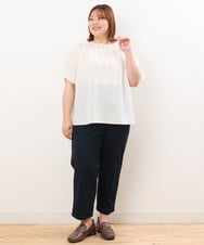 OLBHS44070 eur3(エウルキューブ) 【大きいサイズ】シャドーストライプブラウス ホワイト(90)