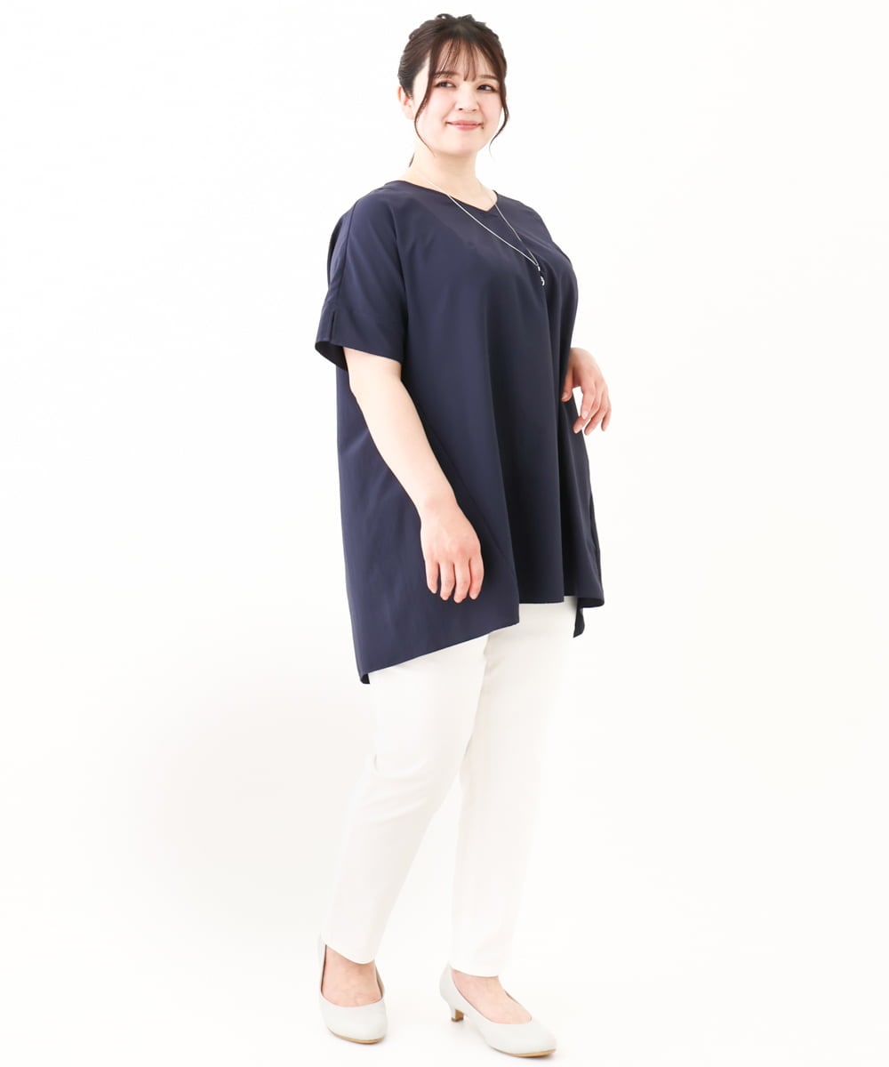OLBHV34099 eur3(エウルキューブ) 【大きいサイズ】バックタックブラウス ネイビー(57)