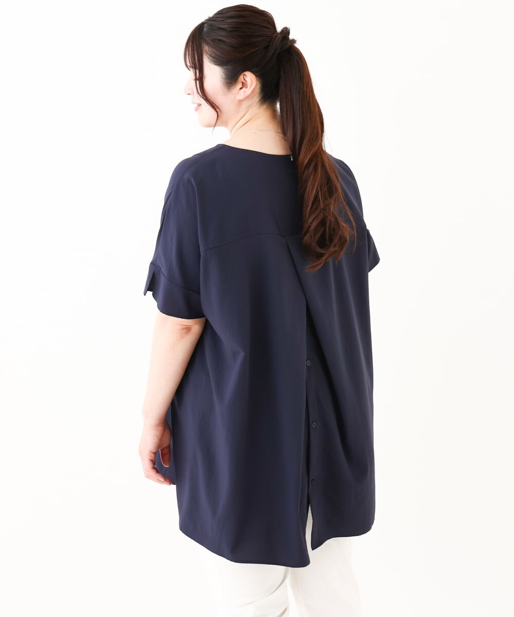 OLBHV34099 eur3(エウルキューブ) 【大きいサイズ】バックタックブラウス ネイビー(57)