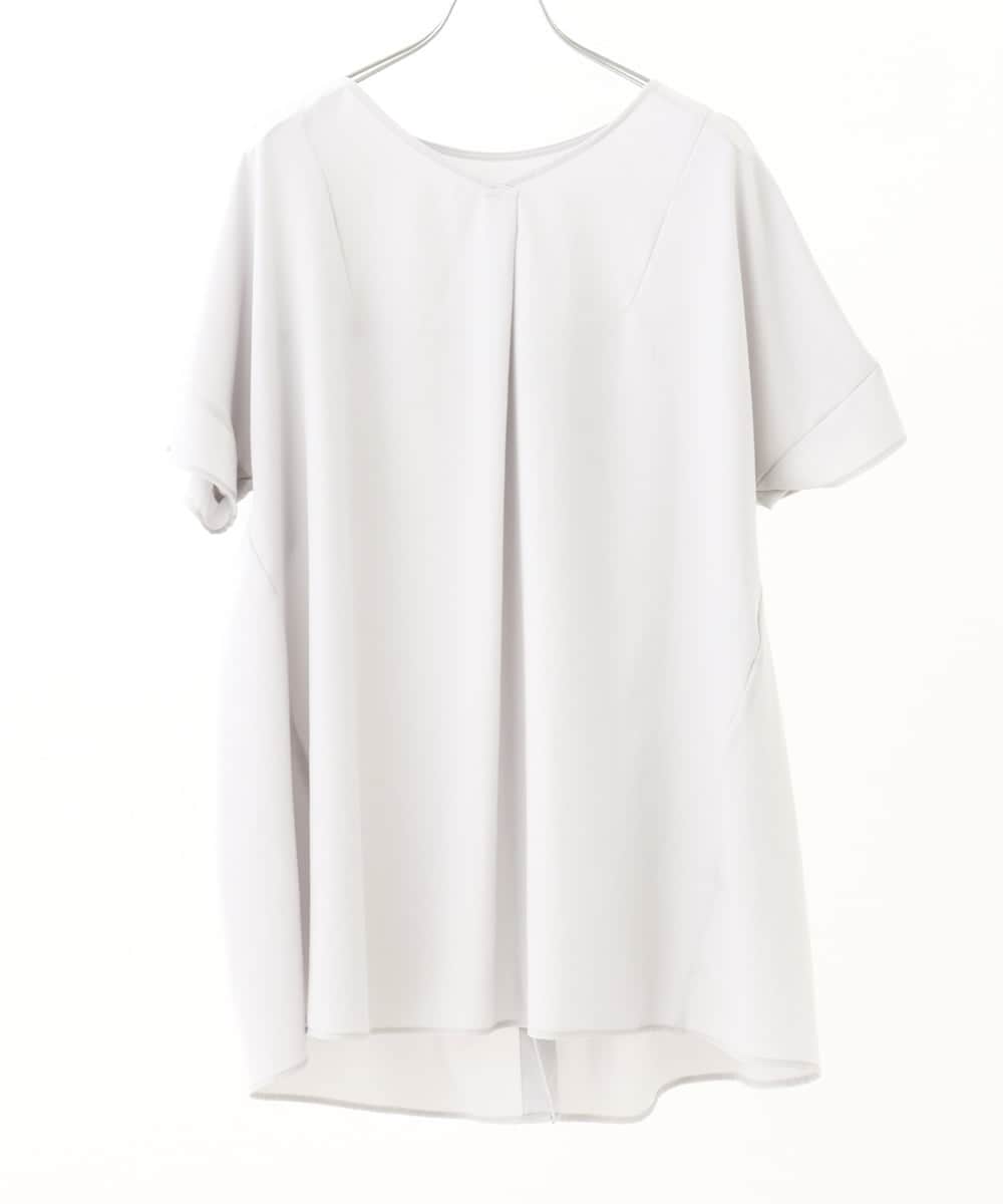 OLBHV34099 eur3(エウルキューブ) 【大きいサイズ】バックタックブラウス ライトグレー(91)
