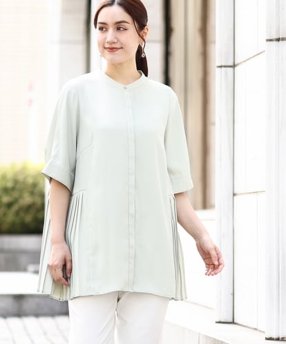 OLBHV35089  【大きいサイズ/a.v.v×eur3】バックプリーツブラウスチュニック