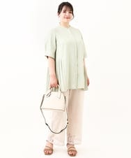 OLBHV35089 eur3(エウルキューブ) 【大きいサイズ/a.v.v×eur3】バックプリーツブラウスチュニック ライトグリーン(30)