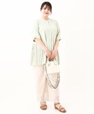 OLBHV35089 eur3(エウルキューブ) 【大きいサイズ/a.v.v×eur3】バックプリーツブラウスチュニック ライトグリーン(30)