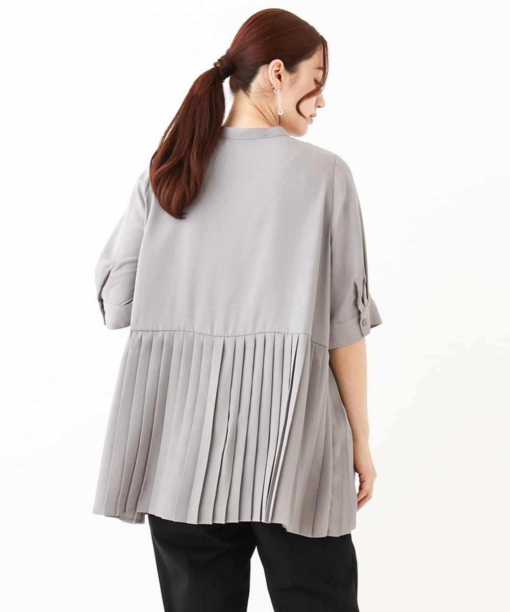 OLBHV35089 eur3(エウルキューブ) 【大きいサイズ/a.v.v×eur3】バックプリーツブラウスチュニック グレー(92)