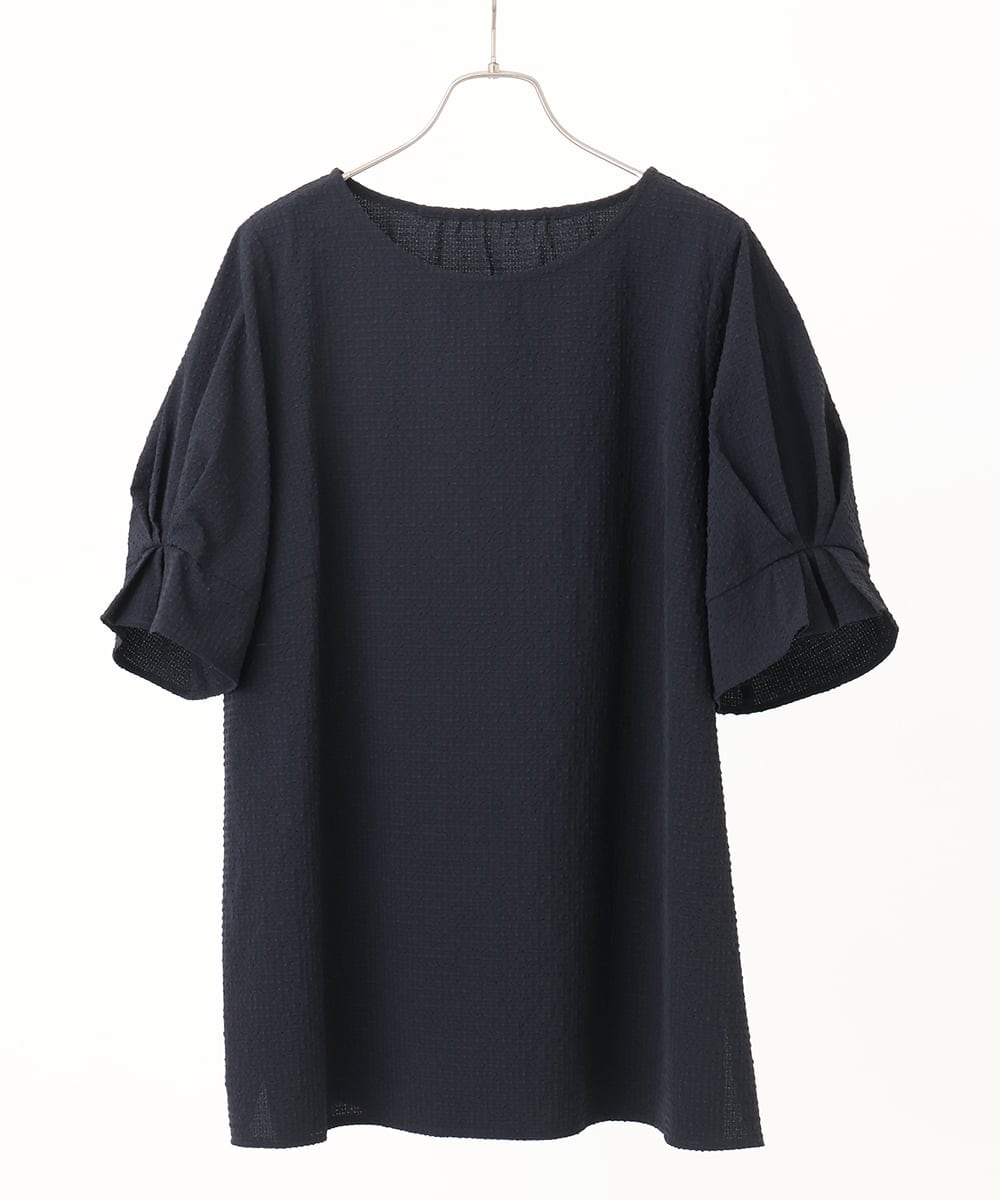 OLBIA43089 eur3(エウルキューブ) 【大きいサイズ】ぽこぽこドットブラウス ネイビー(57)