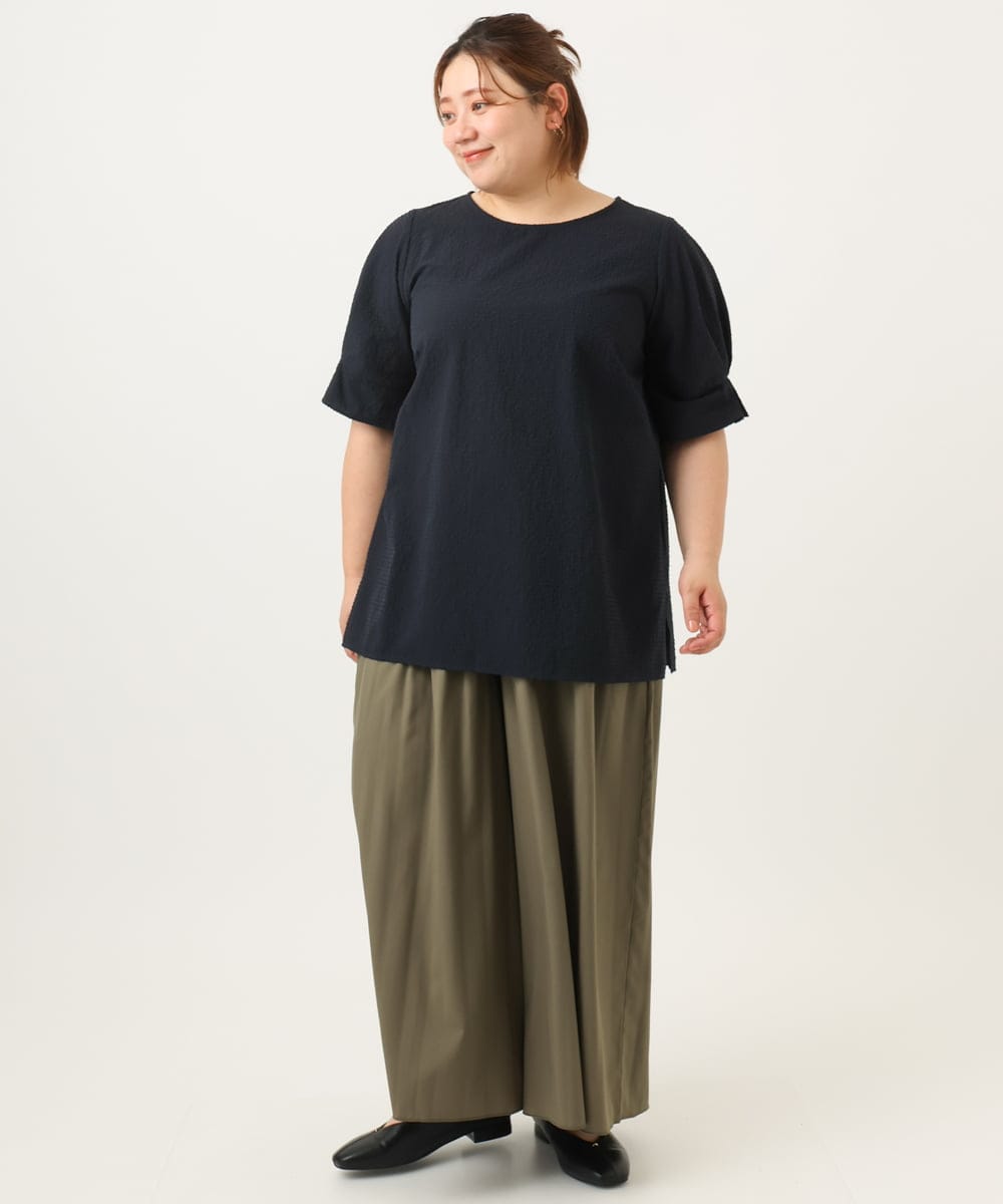 OLBIA43089 eur3(エウルキューブ) 【大きいサイズ】ぽこぽこドットブラウス ネイビー(57)