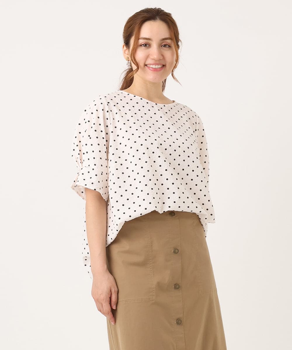 OLBIA43089 eur3(エウルキューブ) 【大きいサイズ】ぽこぽこドットブラウス アイボリー(80)