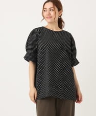 OLBIA43089 eur3(エウルキューブ) 【大きいサイズ】ぽこぽこドットブラウス ブラック(94)