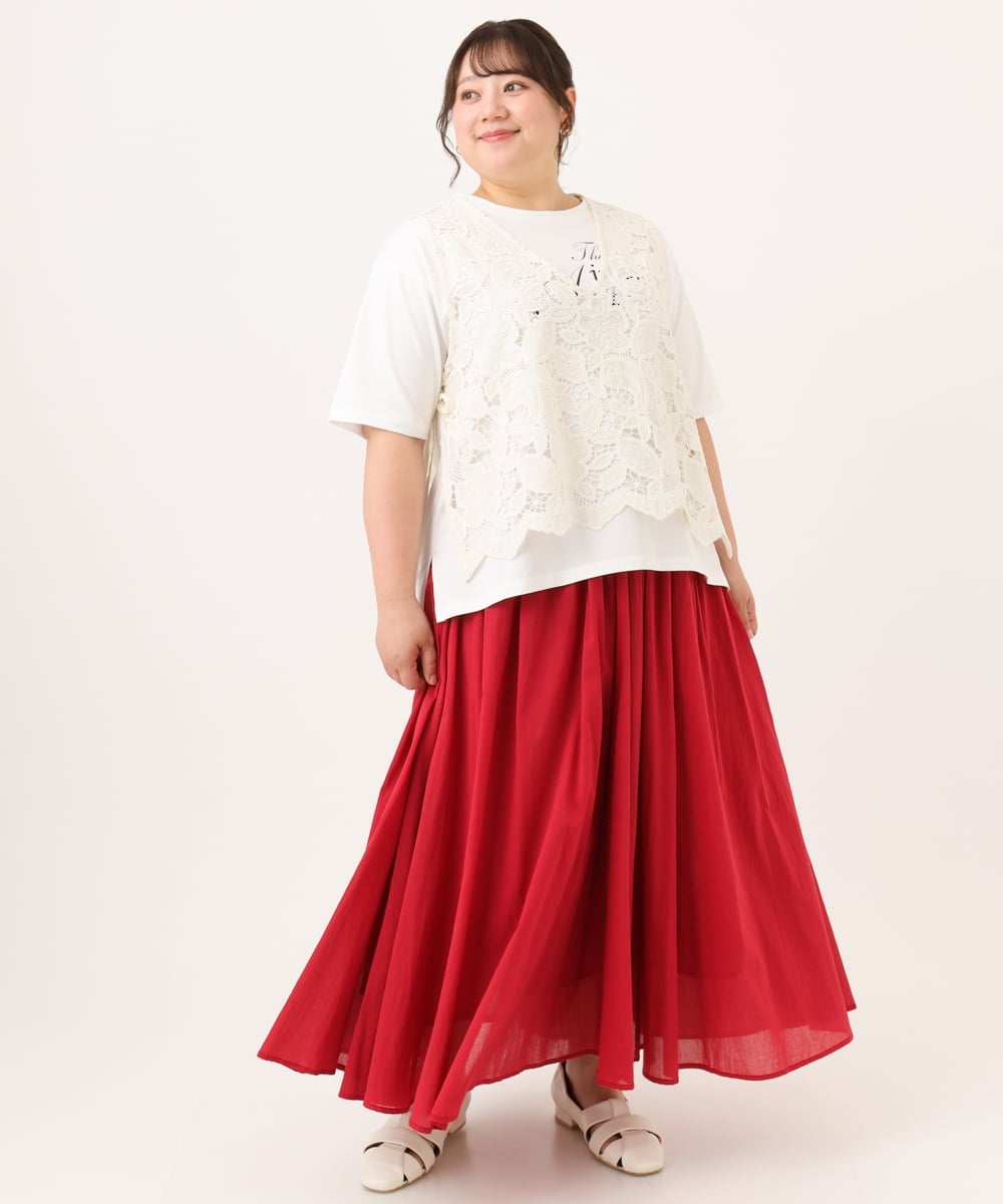 OLBID48119 eur3(エウルキューブ) 【大きいサイズ】エンブロイダリーレースベスト アイボリー