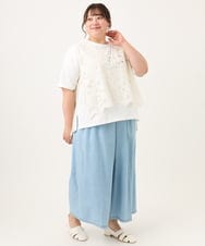 OLBID48119 eur3(エウルキューブ) 【大きいサイズ】エンブロイダリーレースベスト アイボリー