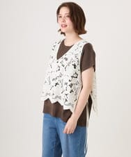 OLBID48119 eur3(エウルキューブ) 【大きいサイズ】エンブロイダリーレースベスト アイボリー