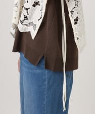 OLBID48119 eur3(エウルキューブ) 【大きいサイズ】エンブロイダリーレースベスト アイボリー
