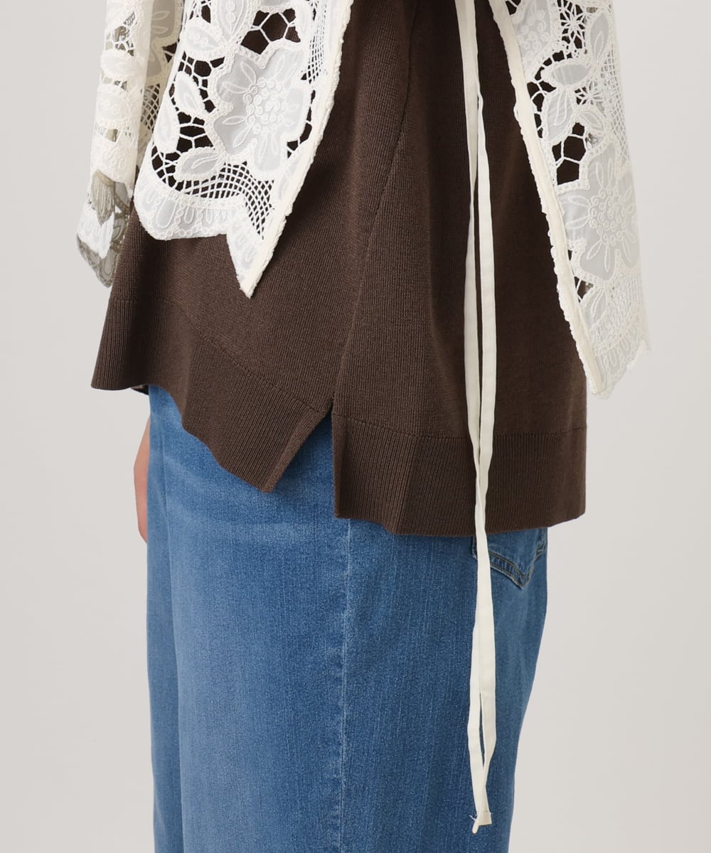 OLBID48119 eur3(エウルキューブ) 【大きいサイズ】エンブロイダリーレースベスト アイボリー