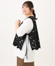 OLBID48119 eur3(エウルキューブ) 【大きいサイズ】エンブロイダリーレースベスト ブラック
