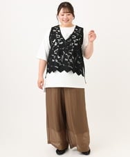 OLBID48119 eur3(エウルキューブ) 【大きいサイズ】エンブロイダリーレースベスト ブラック