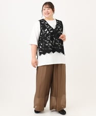 OLBID48119 eur3(エウルキューブ) 【大きいサイズ】エンブロイダリーレースベスト ブラック